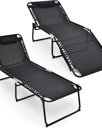 Giantex Patio Lounge Chair Folding Tanning Chair, Sunbathing Chaise Lounge W/Removable Headrest