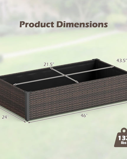 Giantex Raised Garden Bed, PE Rattan Elevated Planter Box with Open-Ended Base