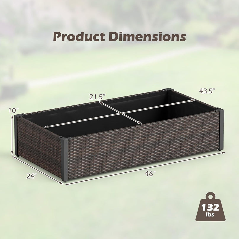 Giantex Raised Garden Bed, PE Rattan Elevated Planter Box with Open-Ended Base