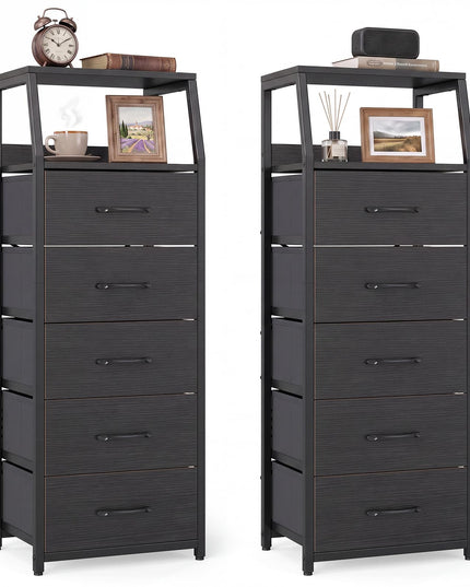 GIANTEX Tall Dresser with 4/5 Fabric Drawers & Metal Frame for Living Room (1/2)