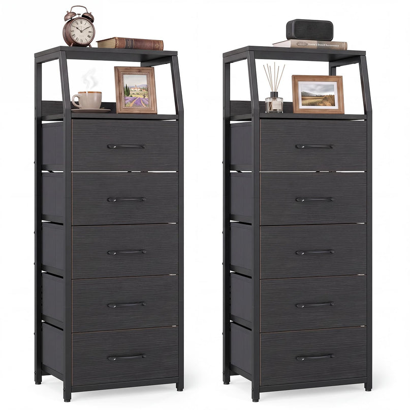 GIANTEX Tall Dresser with 4/5 Fabric Drawers & Metal Frame for Living Room (1/2)
