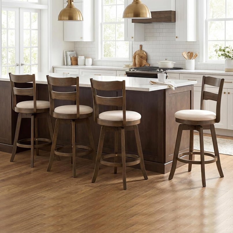Giantex Tabourets de Bar Pivotants, Lot de 2 ou 4 | Tabourets de Comptoir de 63,5 cm avec Assise Rembourrée en Tissu