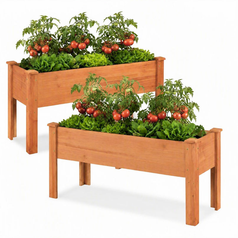 Jardinière en bois sur pieds, 120,65 cm L x 43,18 cm l x 50,8 cm H