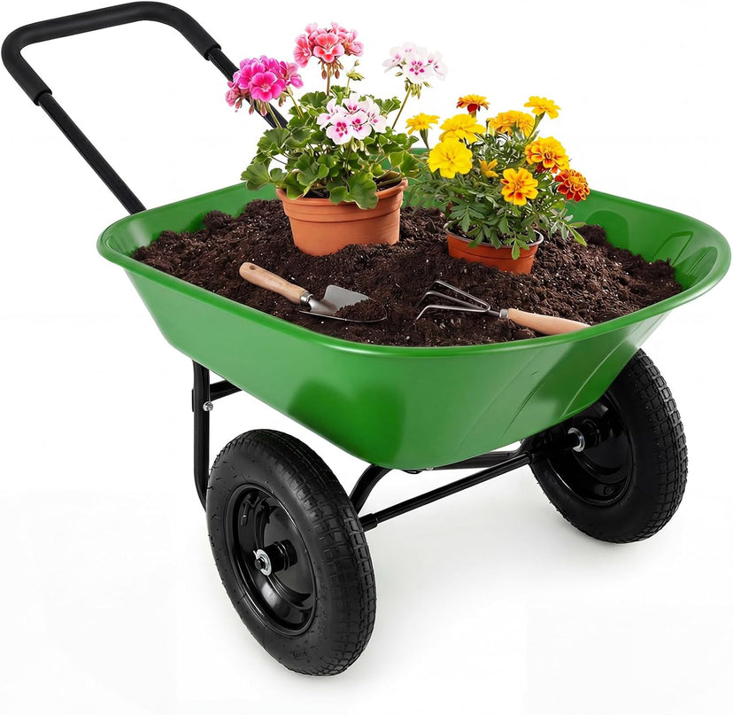 Giantex Dual-Wheel Garden Cart  330LBS Heavy Duty Wheelbarrow