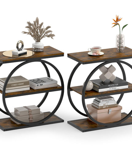 GIANTEX 3-Tier Faux Marble Narrow End Table with Storage (1/2)