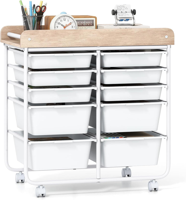 Giantex Rolling Storage Cart with 10 Drawers, Utility Cart