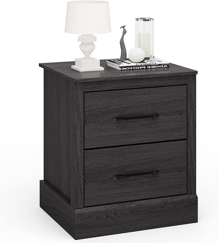 Giantex Wood Bedside Table with 2 Storage Drawers