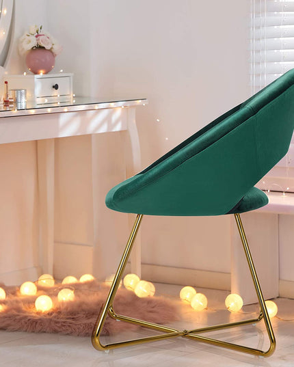 Modern Velvet Accent Chair, Comfy Cute Upholstered Vanity Desk Chair - Giantexus