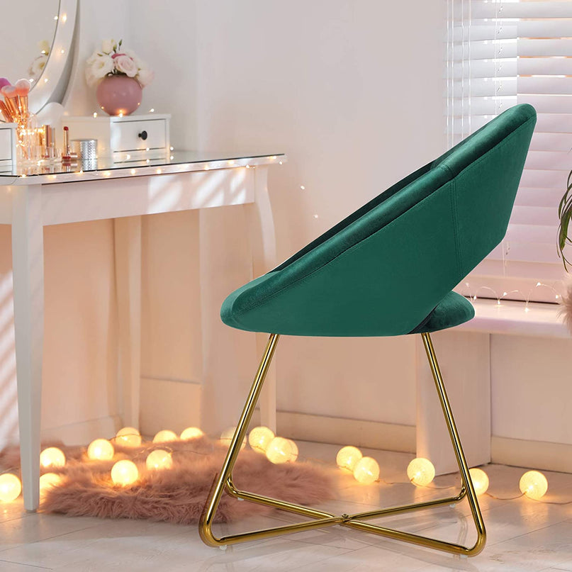 Modern Velvet Accent Chair, Comfy Cute Upholstered Vanity Desk Chair - Giantexus