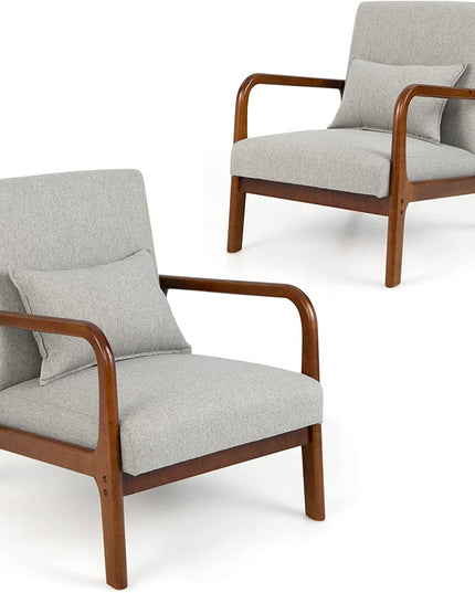 Giantex Modern Accent Chair with Pillow - Comfy Upholstered Lounge Armchair with Anti-Slip Felt Pads