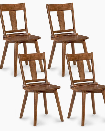 GIANTEX Solid Wood Dining Chairs Set of 2/4 w/Hollowed Backrest