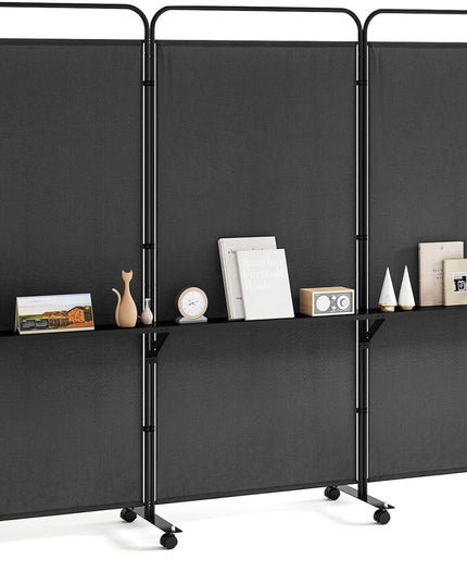 Giantex 3 Panel Room Divider with Wheels and Shelves  for Home Office Studio