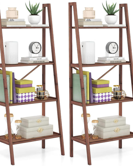 Giantex 4-Tier Bamboo Bookshelf, Multifunctional Storage Display Rack Shelves with Anti-Tipping Device