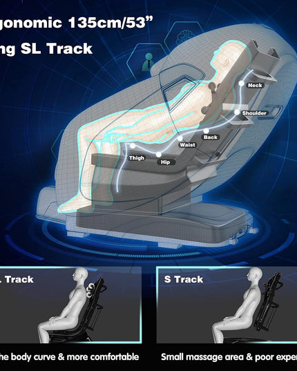 Giantex Full Body Massage Chair, SL Track Massage Recliner Electric Zero Gravity W/Airbags, Back Heater, Foot Roller, Auto Body Detector, Adjusting Shiatsu Full Body Massage Chair G002