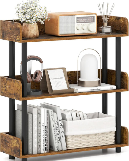 Giantex Étagère à livres à 3 niveaux | Unité de rayonnage autoportante pour salon, chambre à coucher, bureau