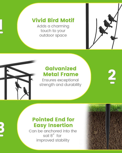 Giantex 213 cm Garden Arbor Feeding Station, Heavy-Duty Arch Trellis w/Water Bowl, Mesh Tray, Suet Feeder & Hanging Kit for Attracting Wild Birds & Supporting Climbing Plants, Tall Outdoor Archway