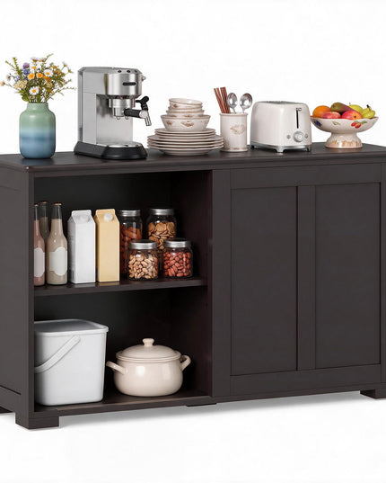 Meuble de rangement Giantex avec buffet, meuble à vin de bar à café, bahut de ferme avec porte coulissante