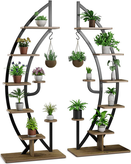 Giantex 6 Tier Metal Plant Stand Indoor, 61" Half Moon Plant Shelf