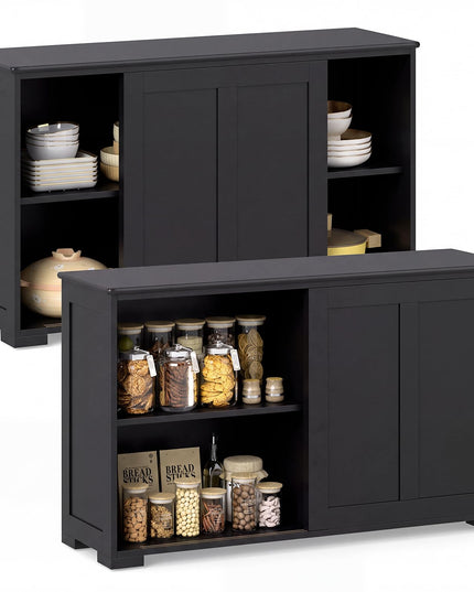Meuble de rangement Giantex avec buffet, meuble à vin de bar à café, bahut de ferme avec porte coulissante