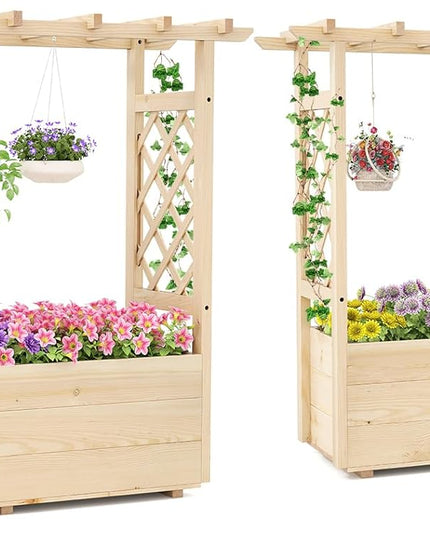 Giantex Freestanding Garden Planter Raised Bed for Flowers Herbs ( 45”x16”x41” )