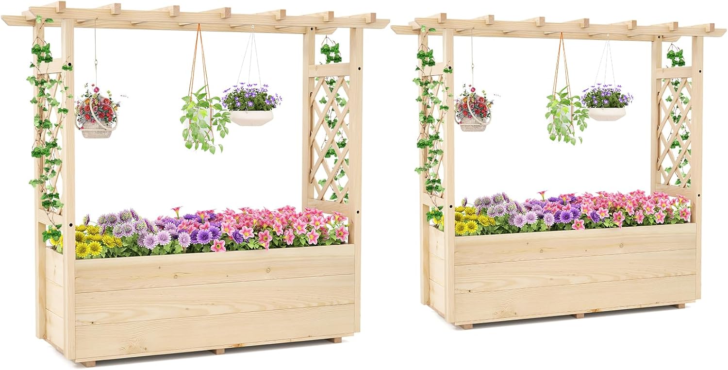 Giantex Freestanding Garden Planter Raised Bed for Flowers Herbs ( 45”x16”x41” )
