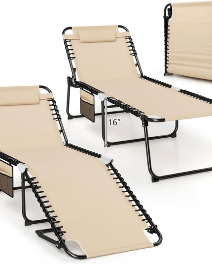 Giantex Folding Tanning Chair with 4 Adjustable Positions & Footrest Load 440 Lbs