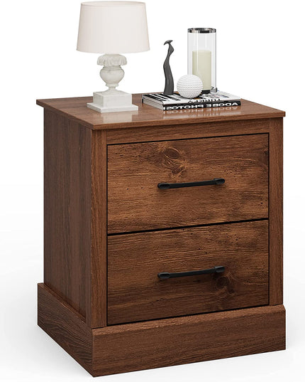 Giantex Wood Bedside Table with 2 Storage Drawers