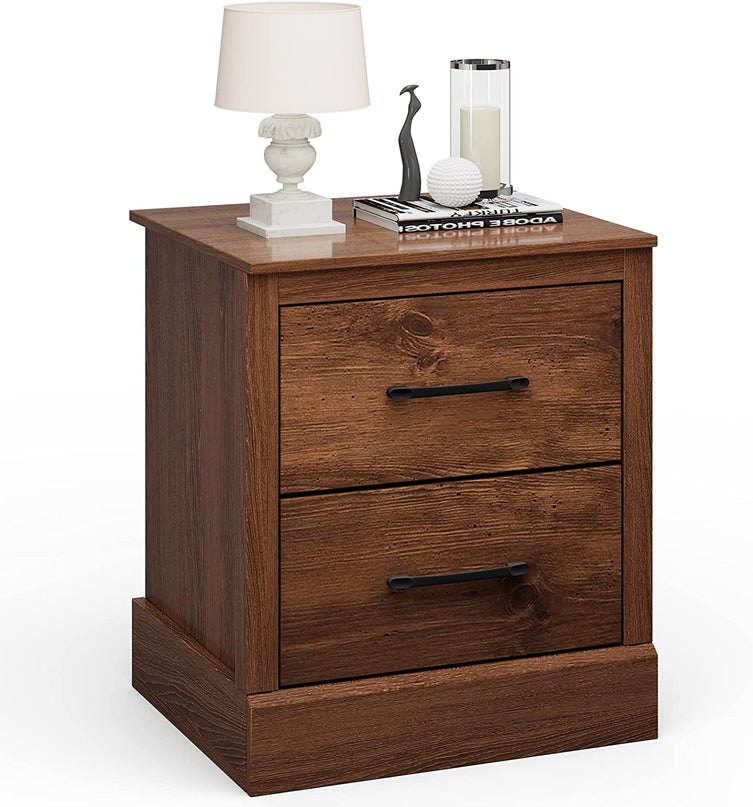 Giantex Wood Bedside Table with 2 Storage Drawers