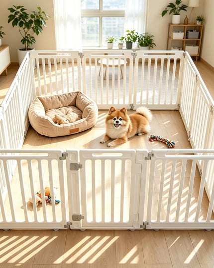 GIANTEX 32" Plastic Pet Fence with Lockable Door for Puppy