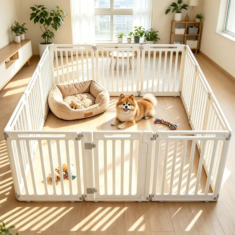 GIANTEX 32" Plastic Pet Fence with Lockable Door for Puppy