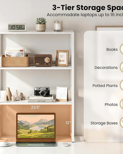 Giantex Desktop Bookshelf, 3-Tier Desk Hutch Dorm with Open Shelves