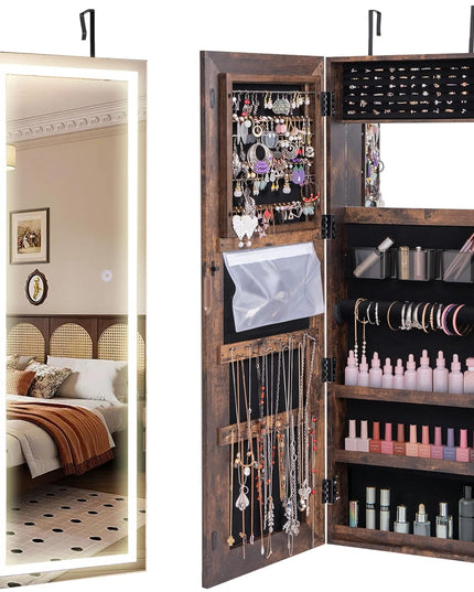 CHARMAID Jewelry Cabinet with LED Touch Screen Mirror