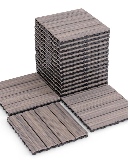 Giantex Interlocking Deck Tiles 18/36 Pack - 12" x 12" Weatherproof Composite Outdoor Flooring Covering