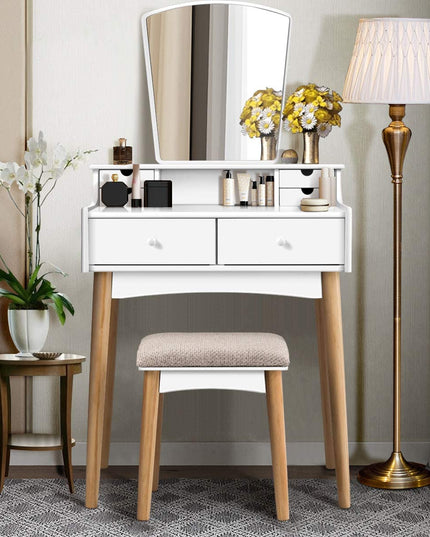CHARMAID | Makeup Vanity Set with 6 Drawers, White - Giantexus
