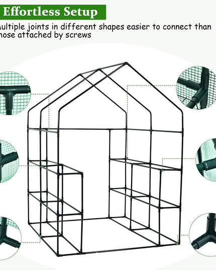 Walk-in Greenhouse, Gardening Plant Tent with Roll-Up Zippered Front Door