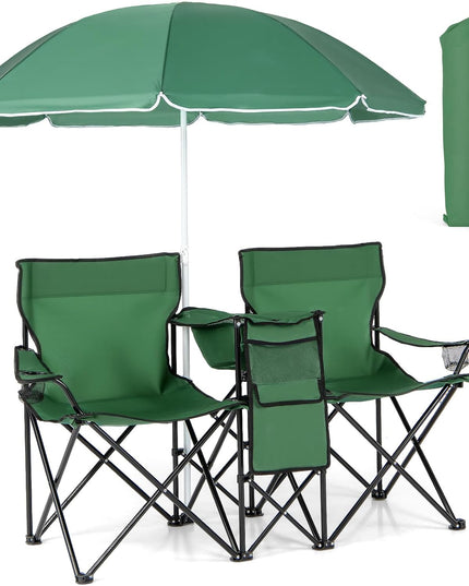 Chaise de camping double pliante Giantex avec auvent