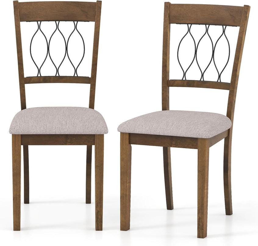 Giantex Set of 2/4 Dining Chair Fabric/Faux Leather Upholstered with Padded Seat