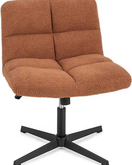 Giantex Cross Legged Office Chair, Faux Fur Armless Desk Chair with Wide Seat
