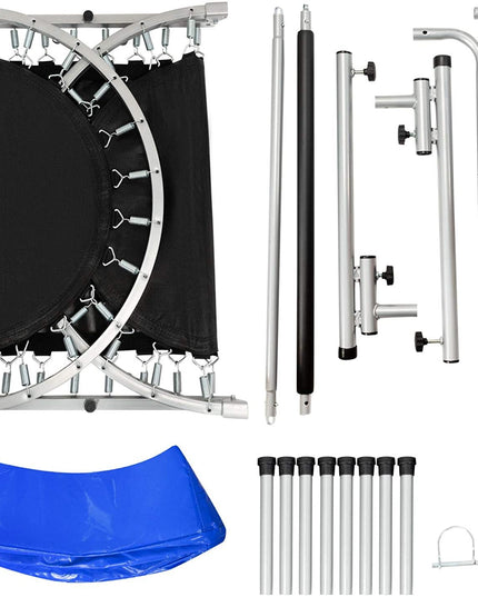 Mini Trampoline, 2 Persons Foldable Fitness Trampoline w/ 5 Levels Height Adjustable Handle, Max Load 330LBS - Giantexus