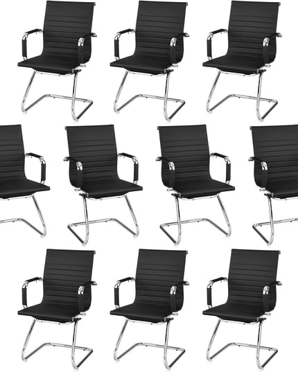 Giantex Conference Chair Set of 4 Heavy Duty PU Leather W/Protective Arm Sleeves