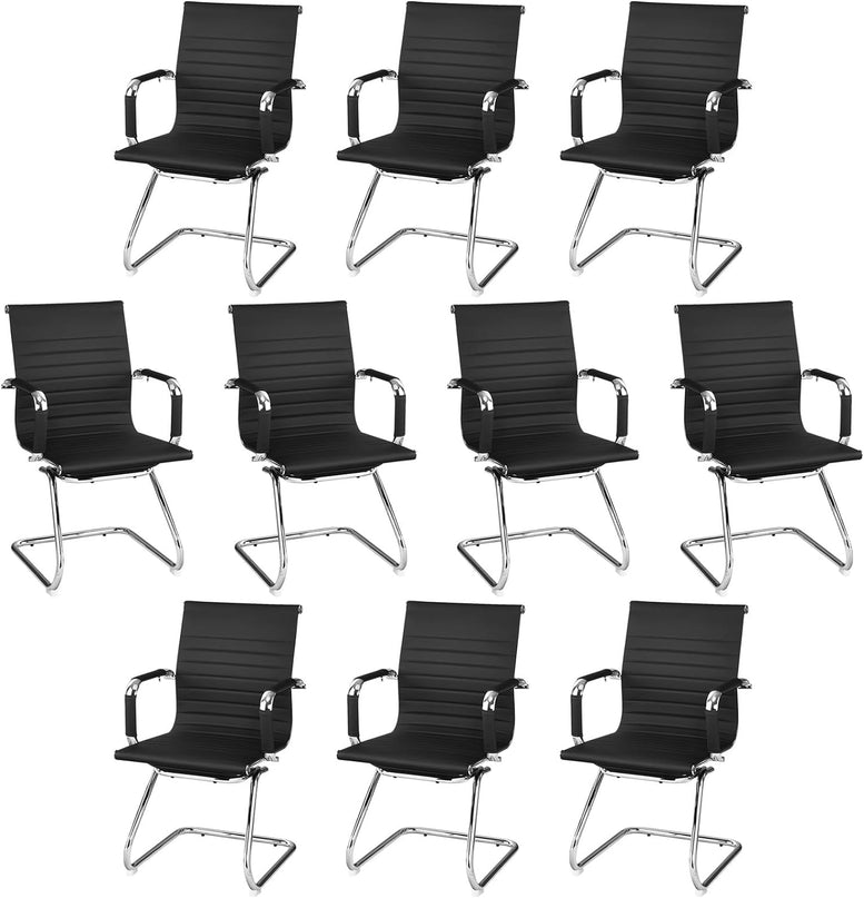 Giantex Conference Chair Set of 4 Heavy Duty PU Leather W/Protective Arm Sleeves