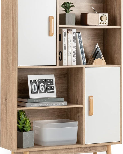 Giantex Storage Cabinet with Legs 4-Tier Bookshelf for Books & Photos