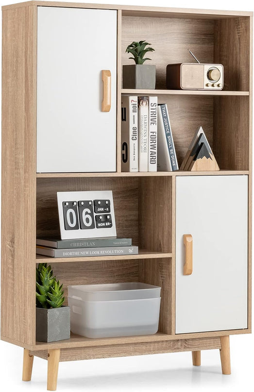 Giantex Storage Cabinet with Legs 4-Tier Bookshelf for Books & Photos
