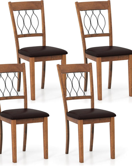 Giantex Lot de 2/4 chaises de salle à manger en tissu/similicuir, rembourrées