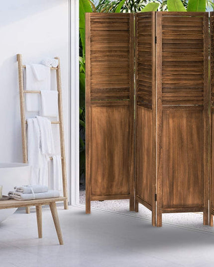 4 Panel 6 ft Wooden Room Divider, Portable Partition Screen - Giantexus