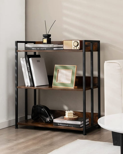 Giantex 5-Tier Industrial Bookshelf Rustic Brown - Metal Frame 61" Tall