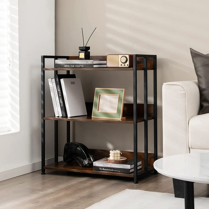 Giantex 5-Tier Industrial Bookshelf Rustic Brown - Metal Frame 61" Tall