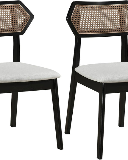 Giantex Wood Rattan Upholstered Dining Chairs Set of 2/4