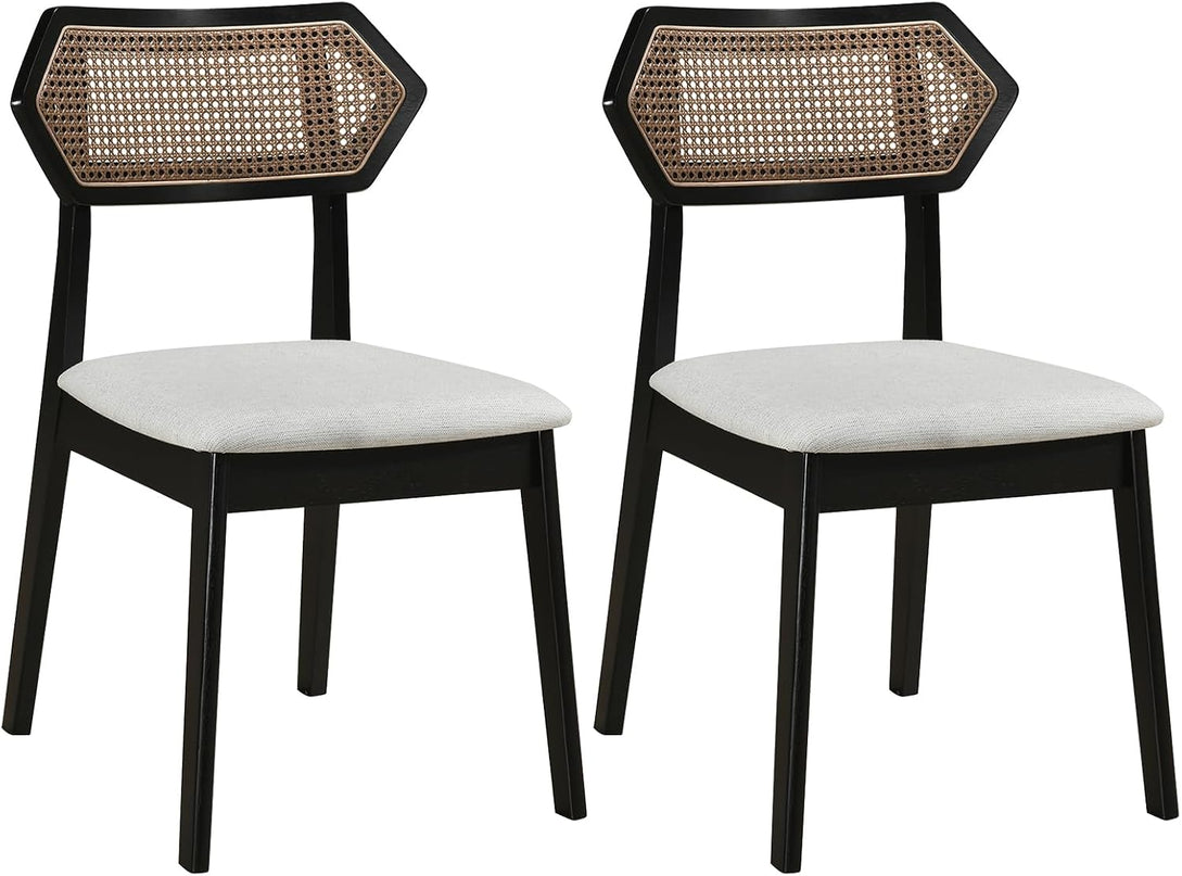 Giantex Wood Rattan Upholstered Dining Chairs Set of 2/4