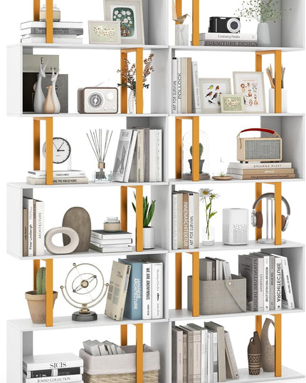 Giantex 6-Tier Modern S-Shaped Bookshelf with Anti-Tipping Kits